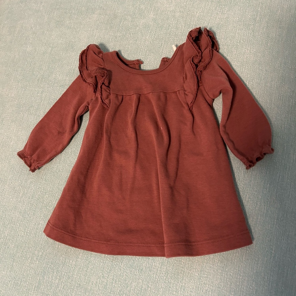 Adorable Brown Ruffle Long Sleeve Dress